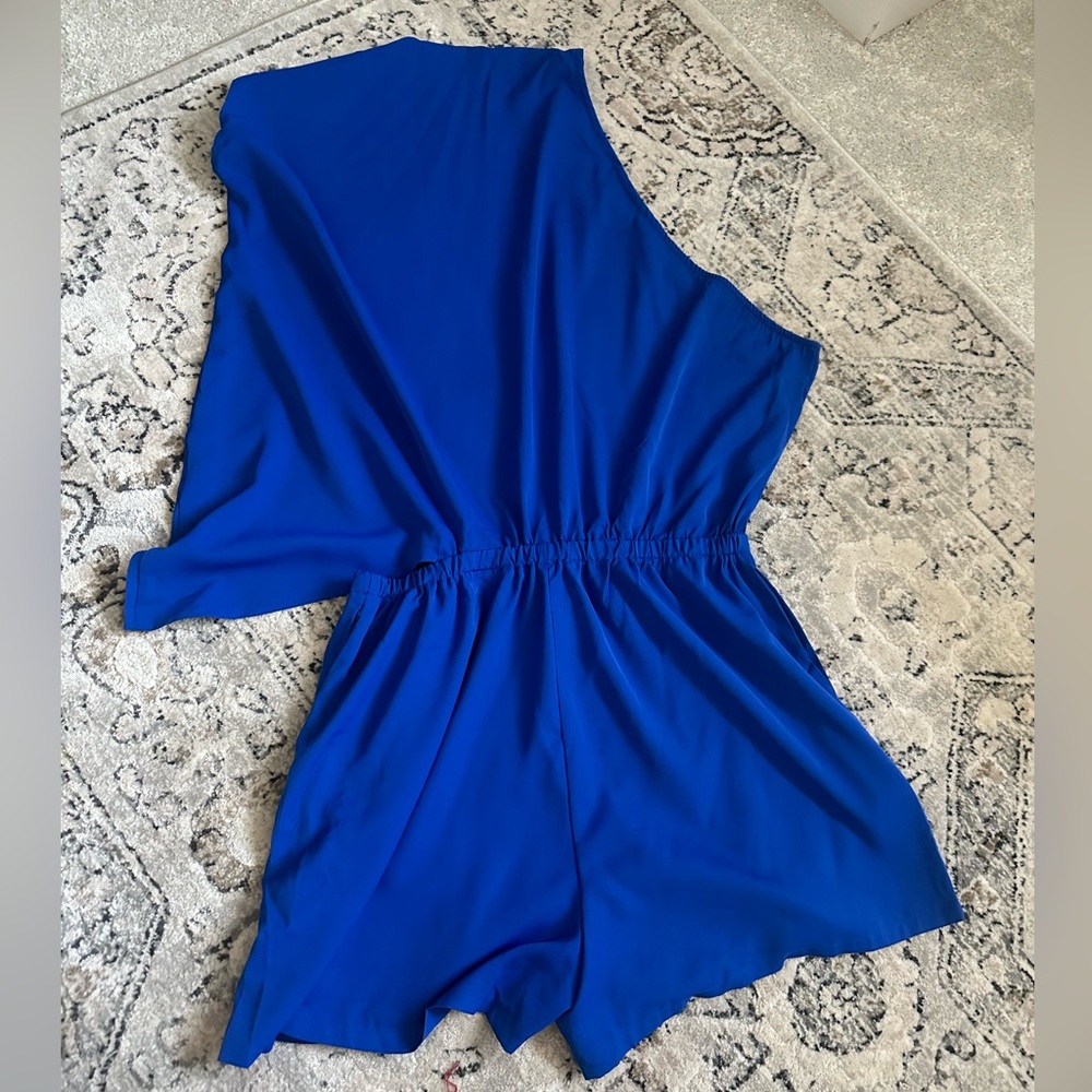 SHEIN blue one shoulder reversible  romper;size L - Picture 2 of 3